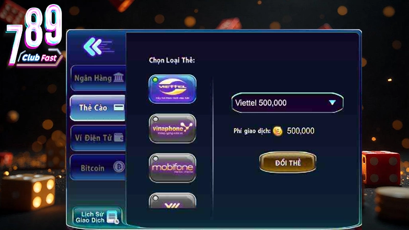 Nạp tiền tại trang 789club qua ngân hàng, momo, codepay, thẻ cào